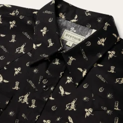 Stetson Conversation Print Western Shirt Black Outlet