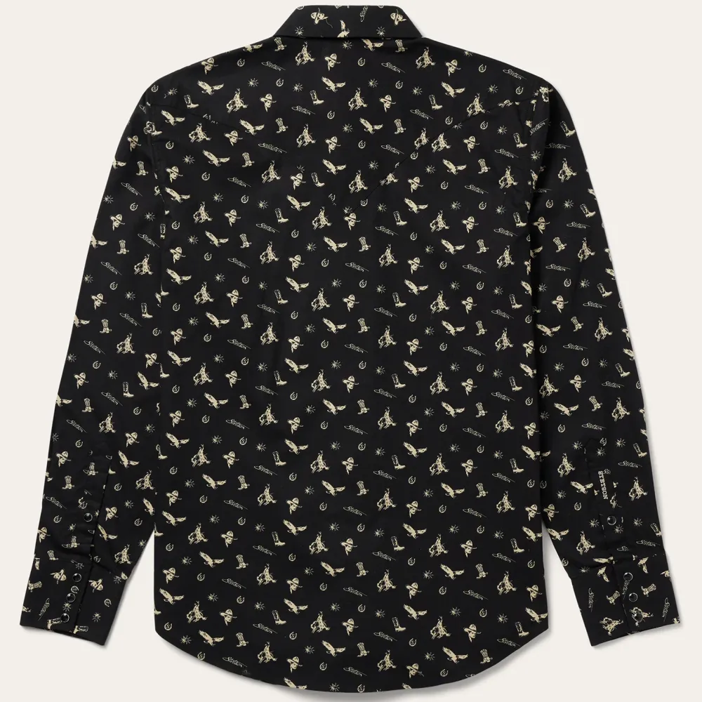 Stetson Conversation Print Western Shirt Black Outlet