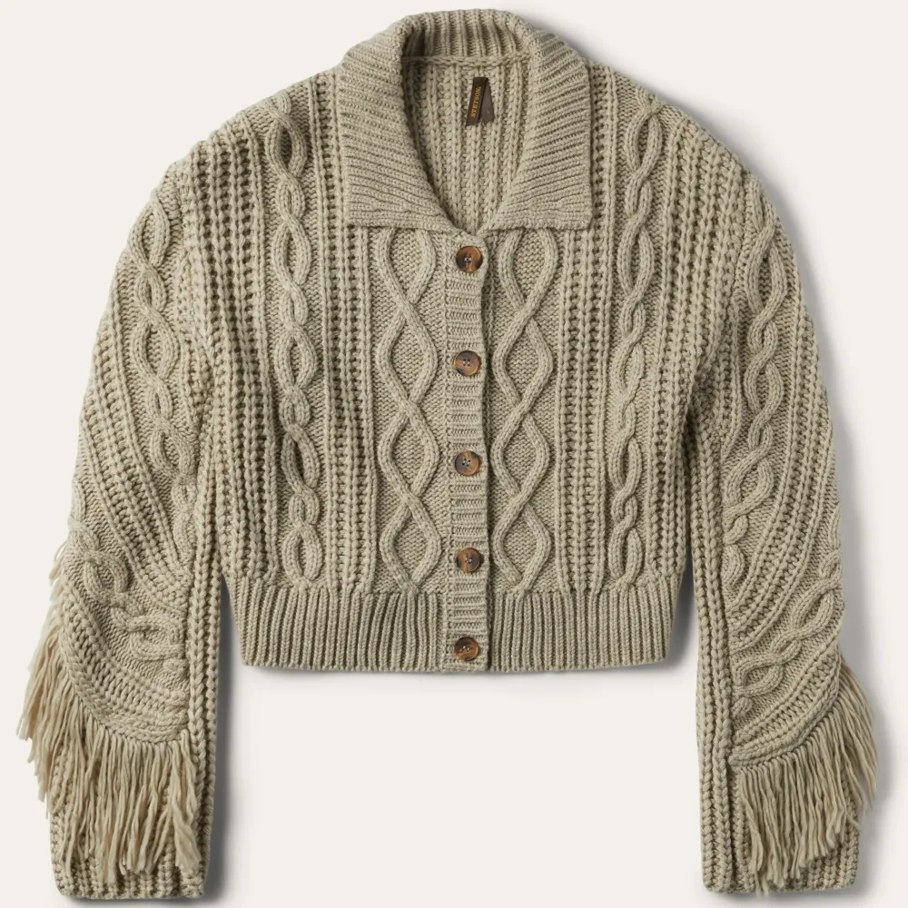 Stetson Cream Fringed Cardigan Tan