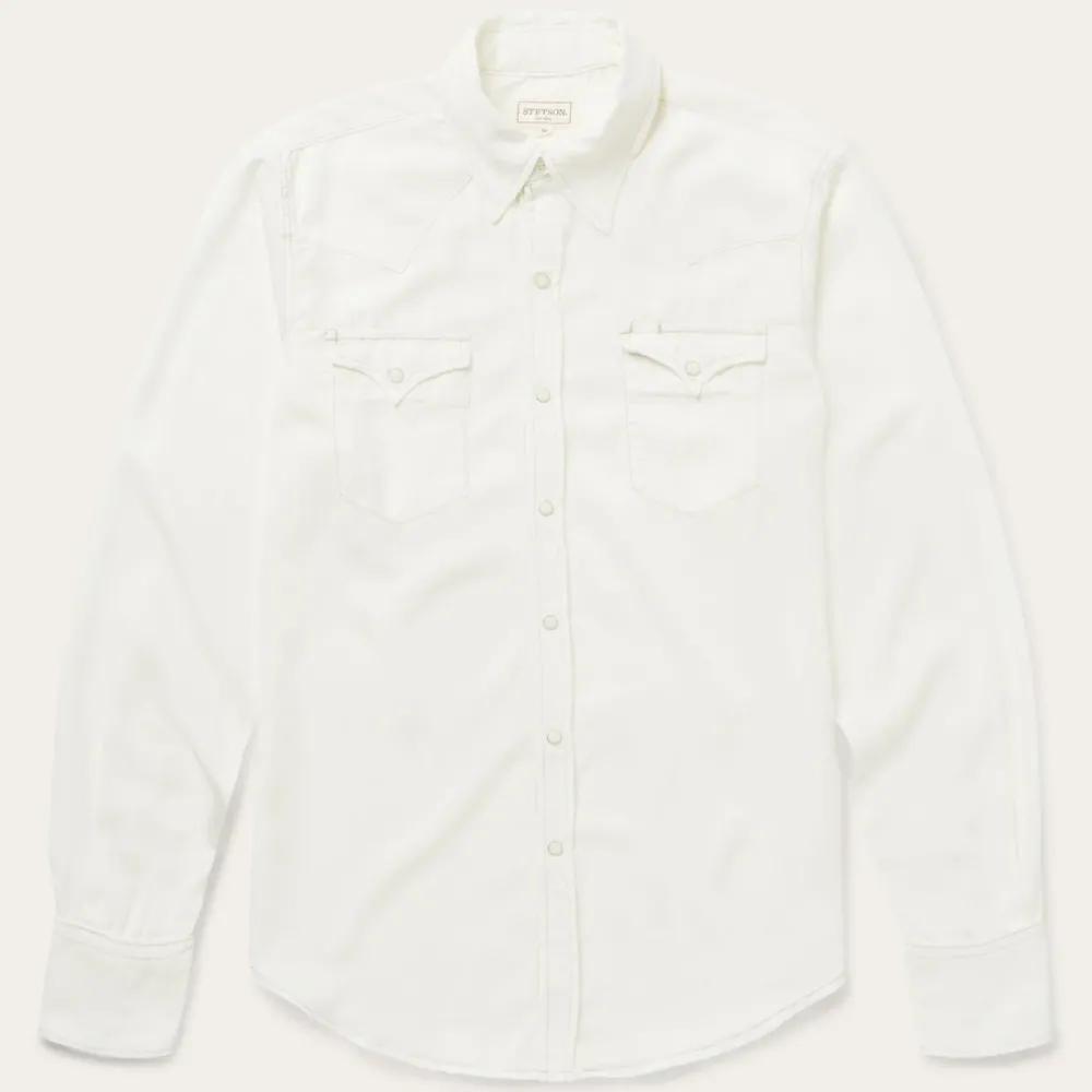 Stetson Cream Tencel Twill Shirt White Discount
