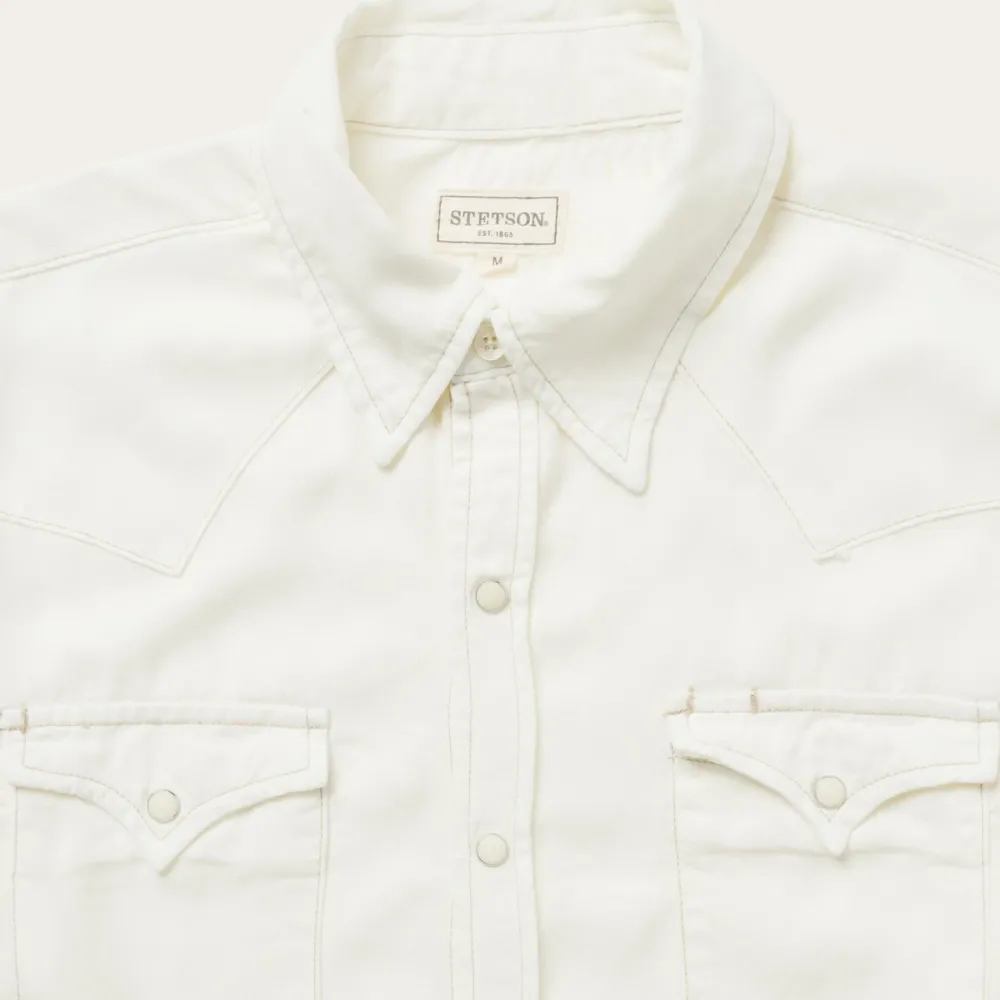 Stetson Cream Tencel Twill Shirt White Discount