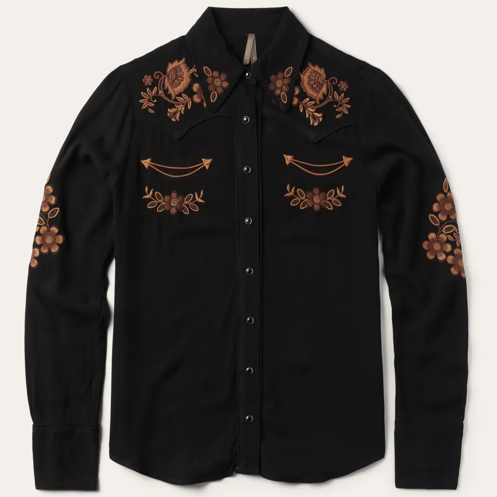Stetson Crepe Western Blouse Black New