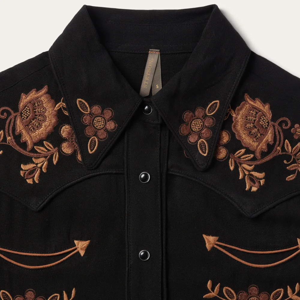 Stetson Crepe Western Blouse Black New