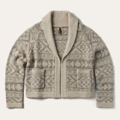 Stetson Cropped Shawl Collar Cardigan Brown New