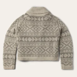 Stetson Cropped Shawl Collar Cardigan Brown New