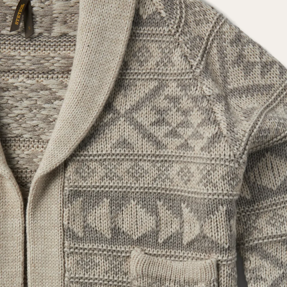 Stetson Cropped Shawl Collar Cardigan Brown New