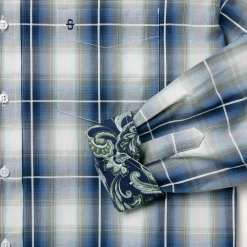 Stetson Crystal Plaid Button Down Shirt Blue Sale