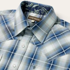 Stetson Crystal Plaid Western Shirt Blue Best