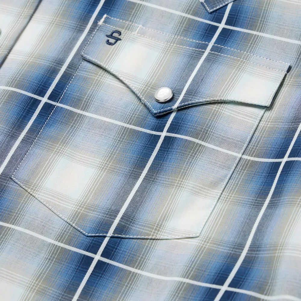 Stetson Crystal Plaid Western Shirt Blue Discount