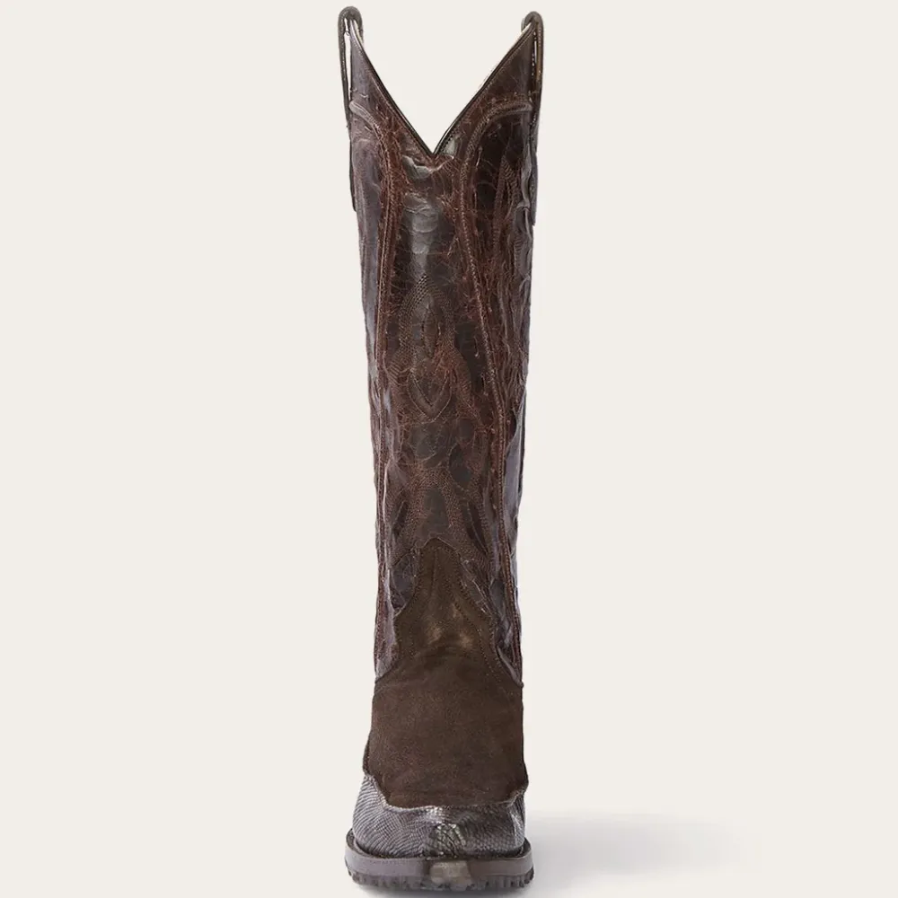 Stetson Dakota Suede Teju Cowboy Boot Brown New