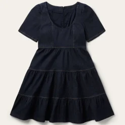 Stetson Dark Denim Dress With Contrast Top Stitching Blue Online