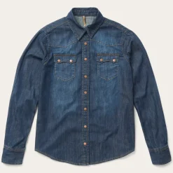 Stetson Dark Denim Snap Front Shirt Blue