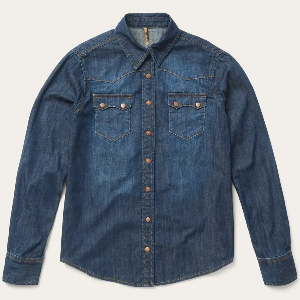 Stetson Dark Denim Snap Front Shirt Blue Outlet