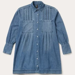 Stetson Denim Button Front Shirt Dress Blue Hot