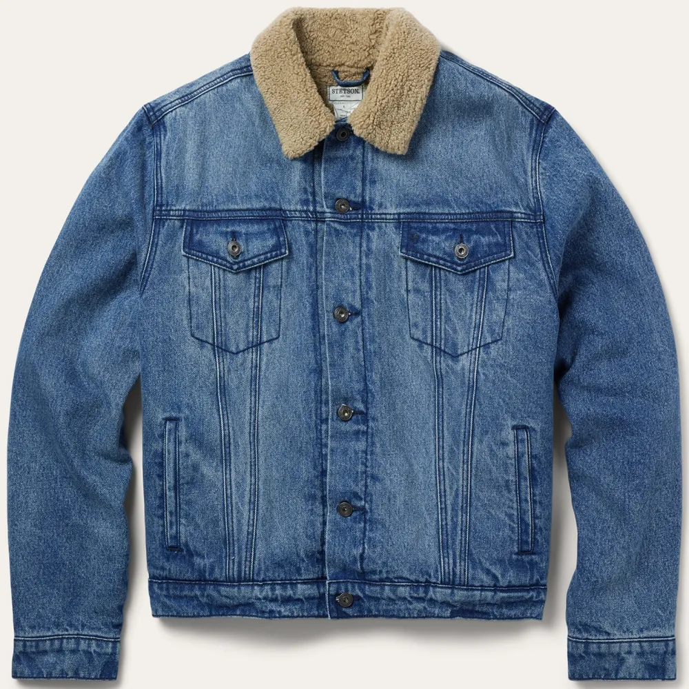 Stetson Denim Sherpa Jacket Blue Discount