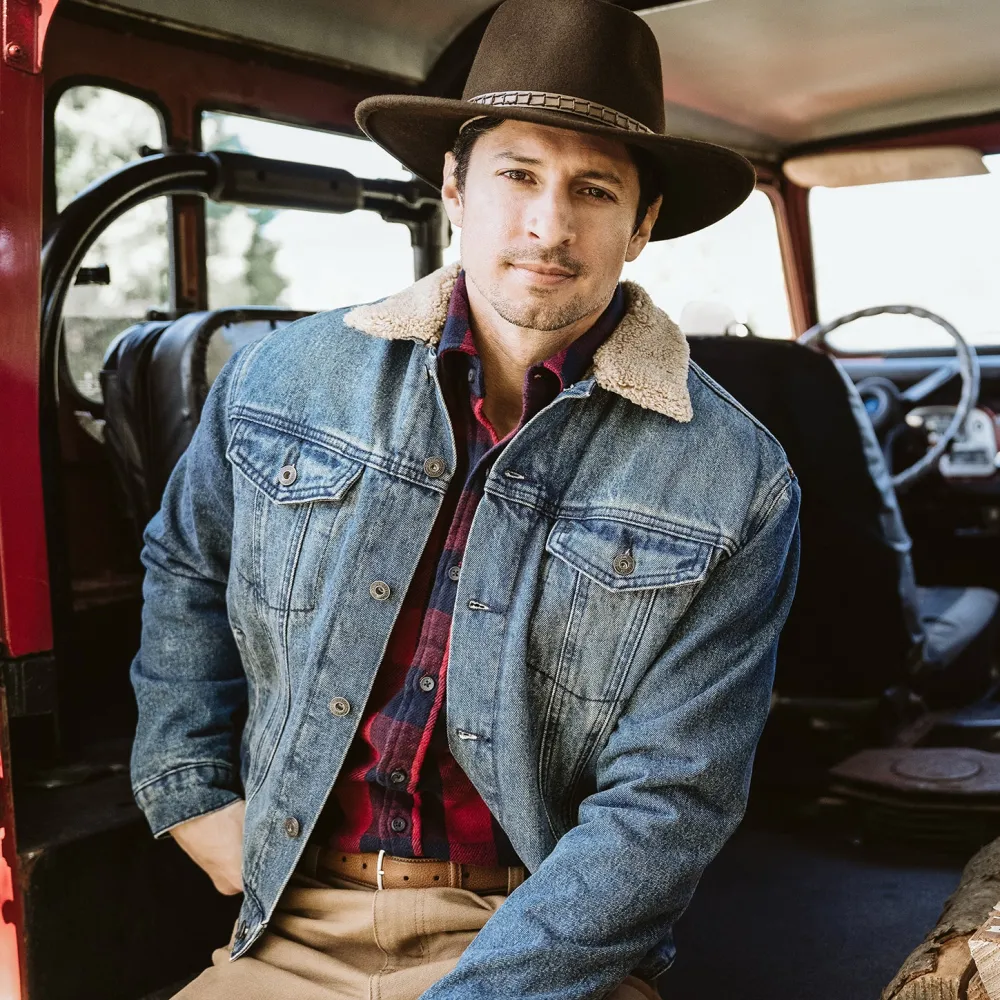 Stetson Denim Sherpa Jacket Blue Discount