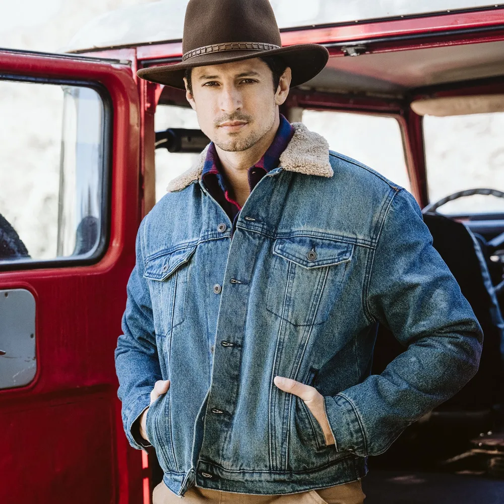Stetson Denim Sherpa Jacket Blue Discount