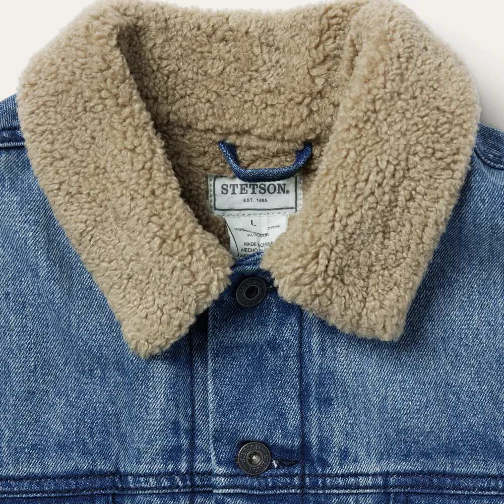 Stetson Denim Sherpa Jacket Blue Discount