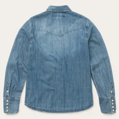 Stetson Denim Snap Front Western Shirt Blue Discount