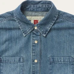 Stetson Denim Snap Front Western Shirt Blue