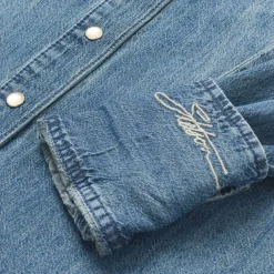 Stetson Denim Snap Front Western Shirt Blue