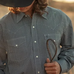Stetson Diamond Geo Western Shirt Blue Best