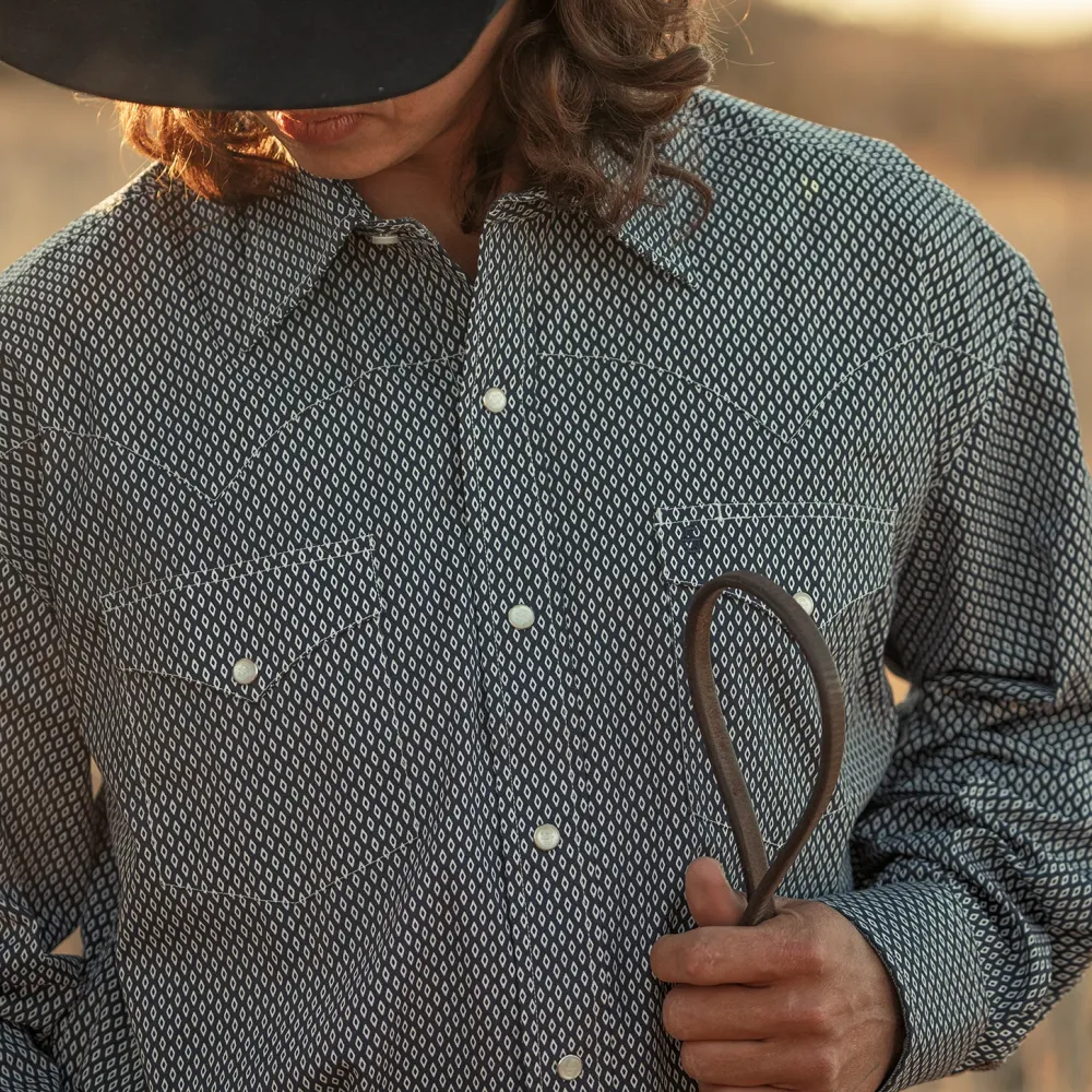 Stetson Diamond Geo Western Shirt Blue Best
