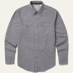 Stetson Diamond Print Western Shirt Grey Discount
