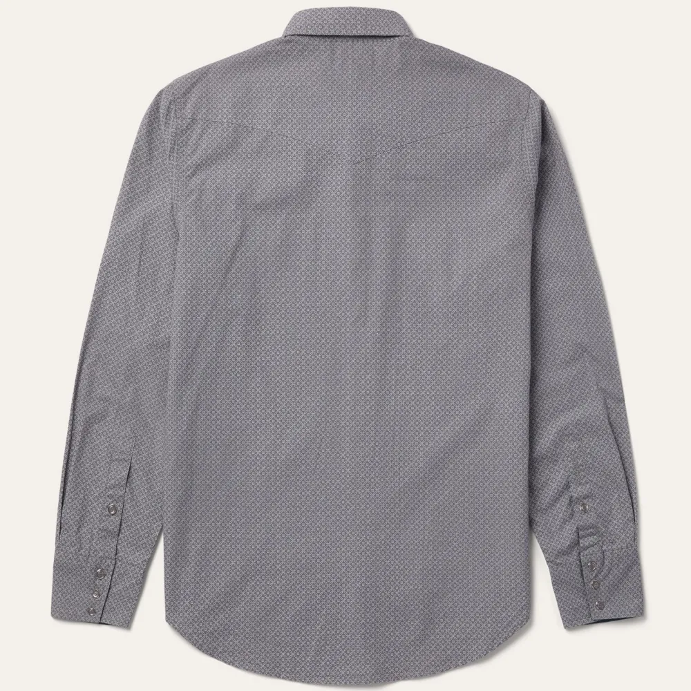 Stetson Diamond Print Western Shirt Grey Discount