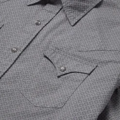 Stetson Diamond Print Western Shirt Grey Discount