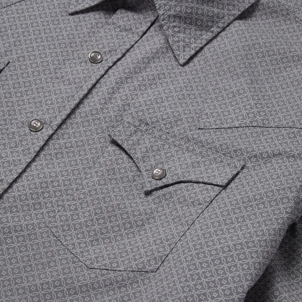 Stetson Diamond Print Western Shirt Grey Discount