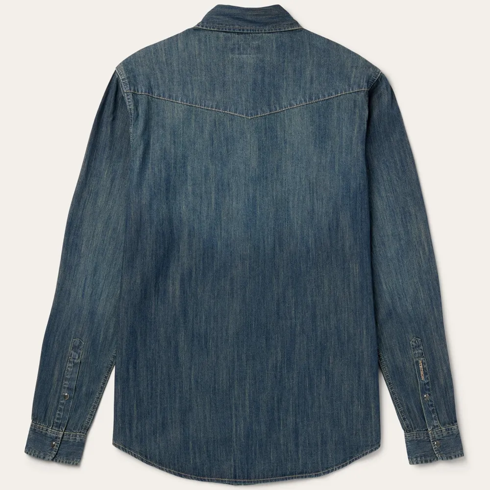 Stetson Dirty Denim Western Shirt Blue Sale