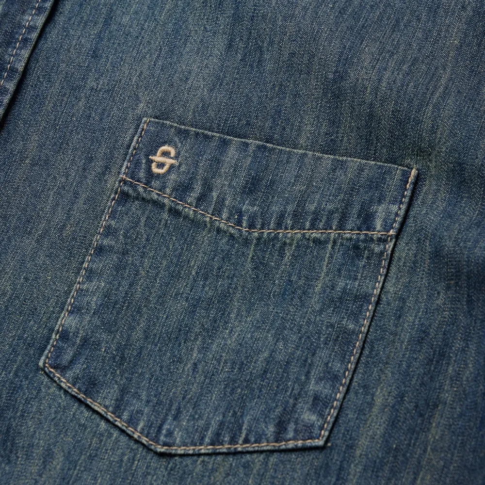 Stetson Dirty Denim Western Shirt Blue Sale