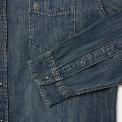 Stetson Dirty Denim Western Shirt Blue Sale