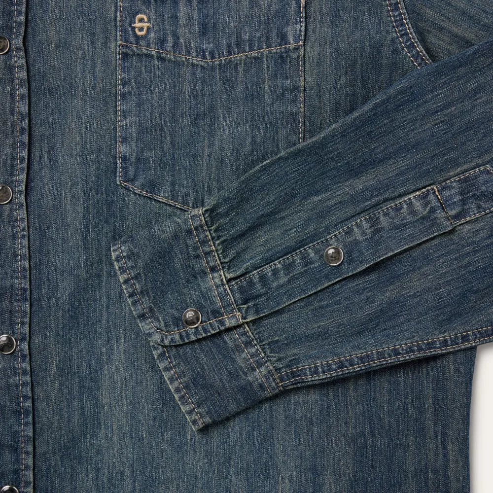 Stetson Dirty Denim Western Shirt Blue Sale