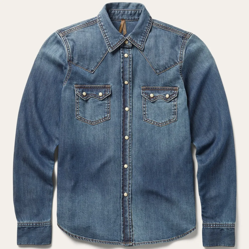 Stetson Distressed Denim Shirt Blue New