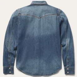 Stetson Distressed Denim Shirt Blue New