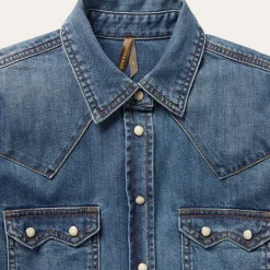 Stetson Distressed Denim Shirt Blue New