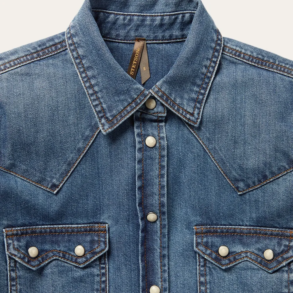 Stetson Distressed Denim Shirt Blue New