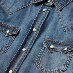 Stetson Distressed Denim Shirt Blue Discount
