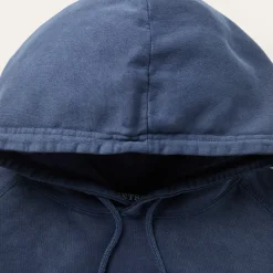 Stetson Distressed Logo Hooded Sweatshirt Blue Outlet