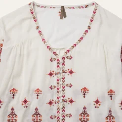 Stetson Dobby Peasant Blouse White Sale