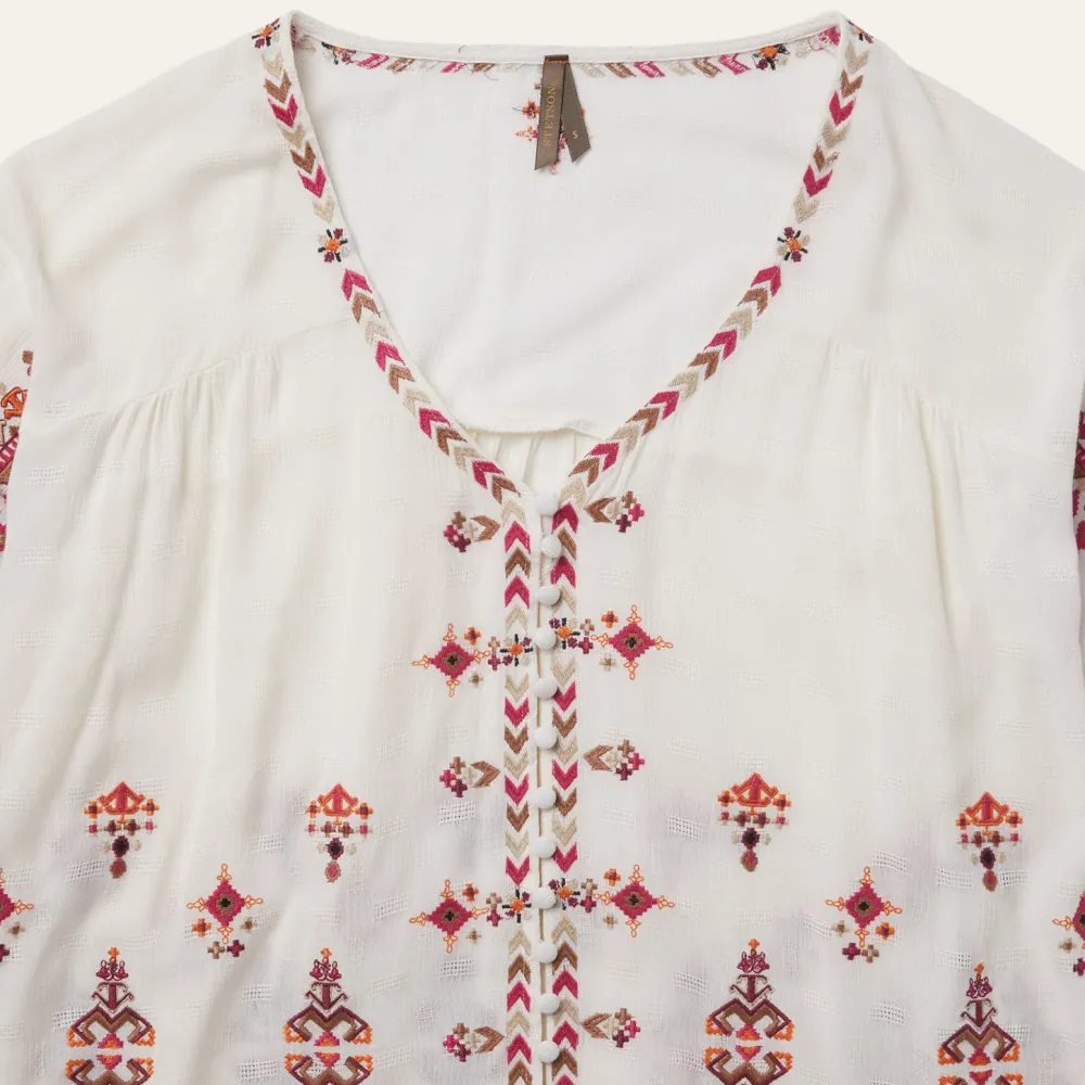 Stetson Dobby Peasant Blouse White Sale