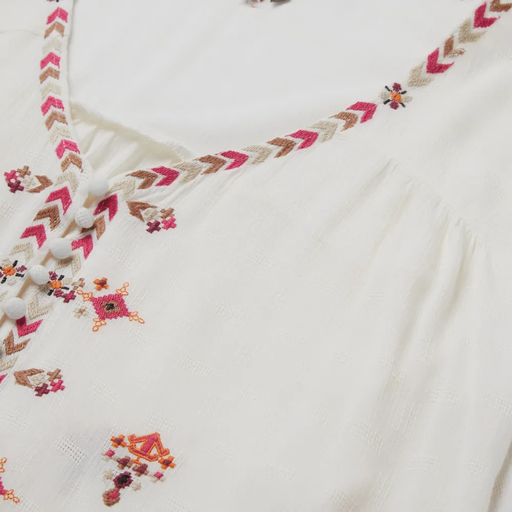 Stetson Dobby Peasant Blouse White Sale