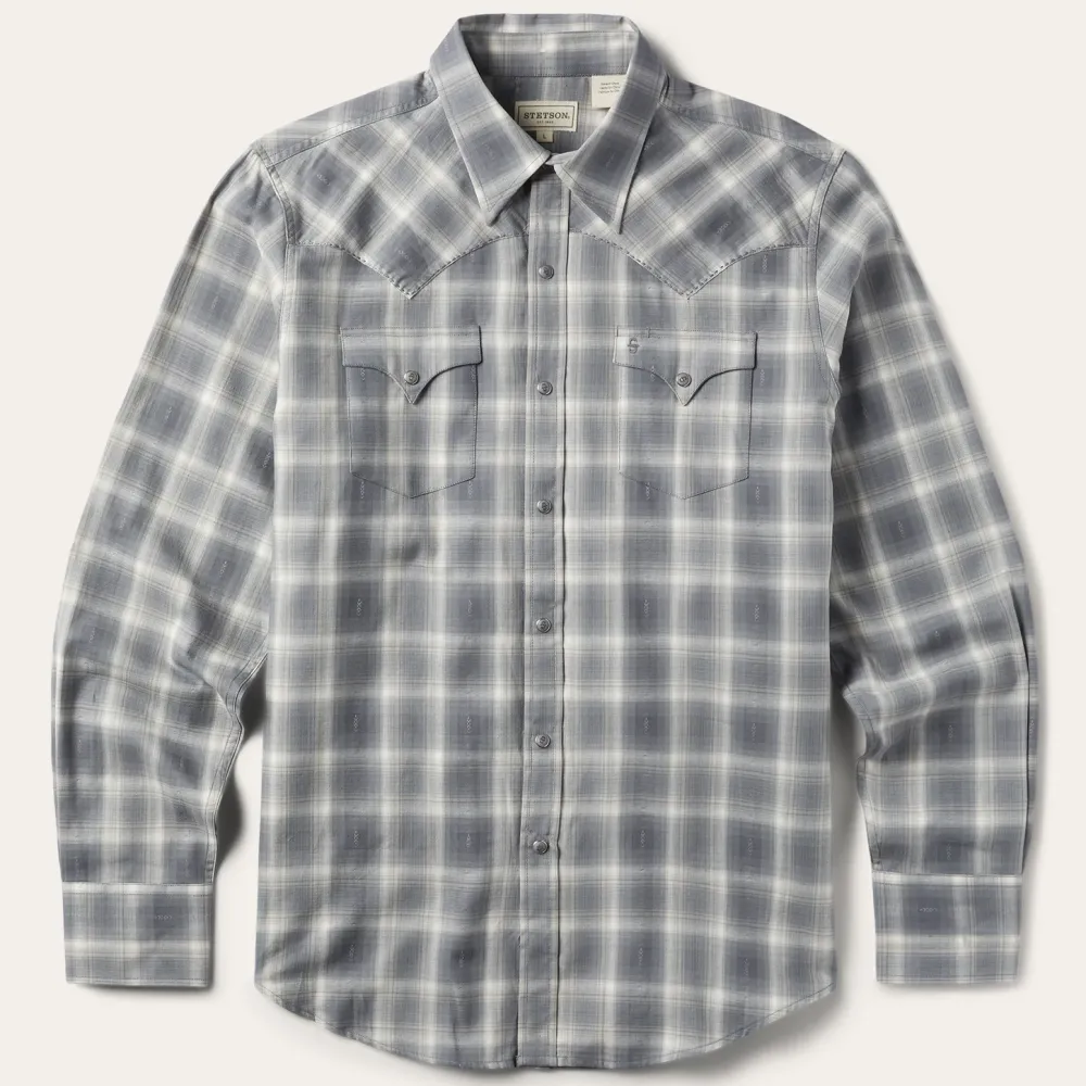 Stetson Dobby Twill Plaid Shirt Brown Online