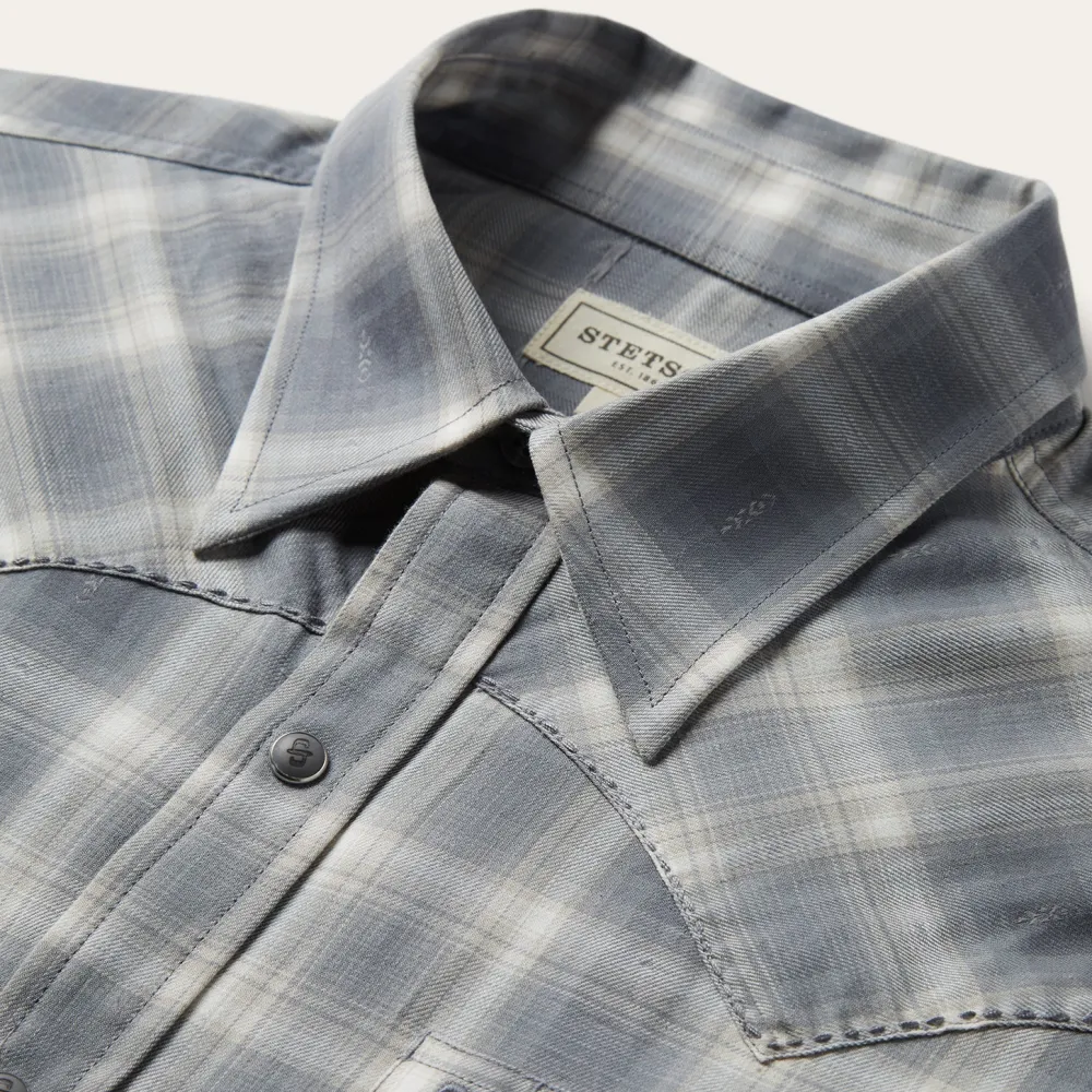 Stetson Dobby Twill Plaid Shirt Brown Online