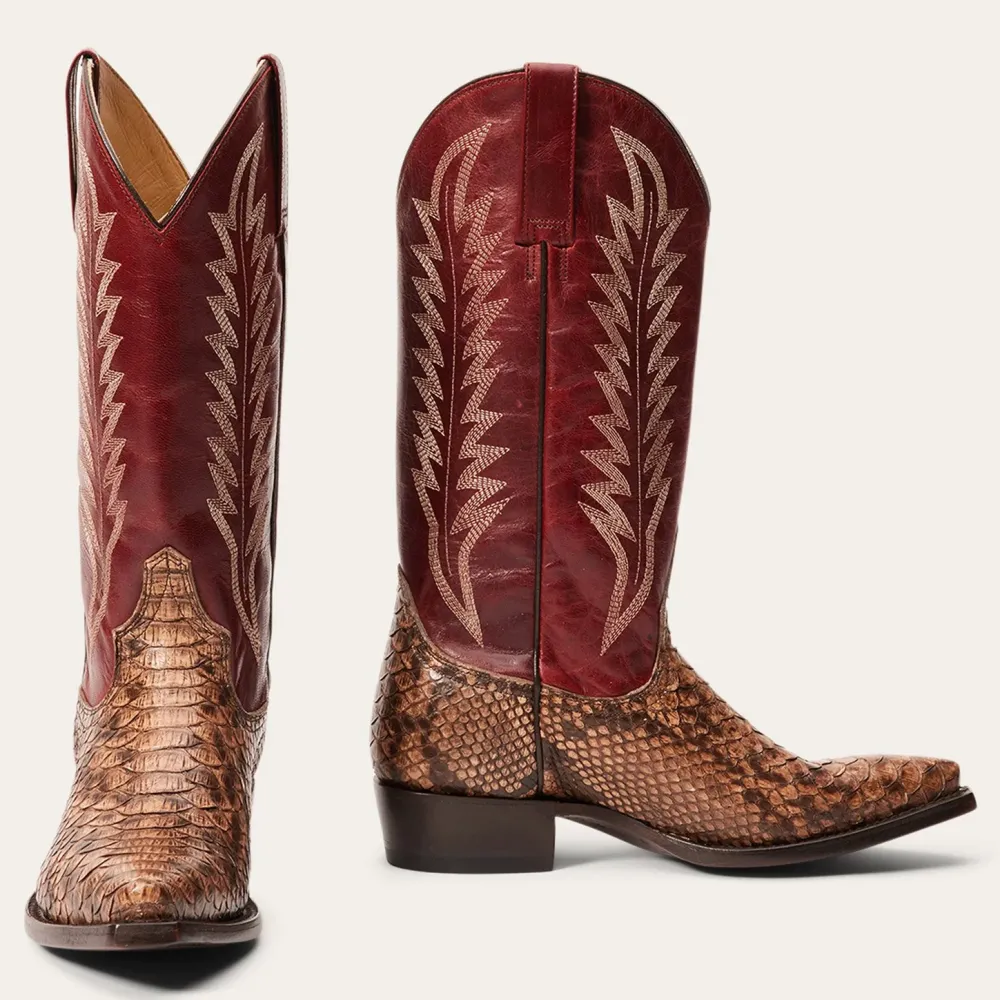 Stetson Ember Python Snip Toe Boot Red Clearance