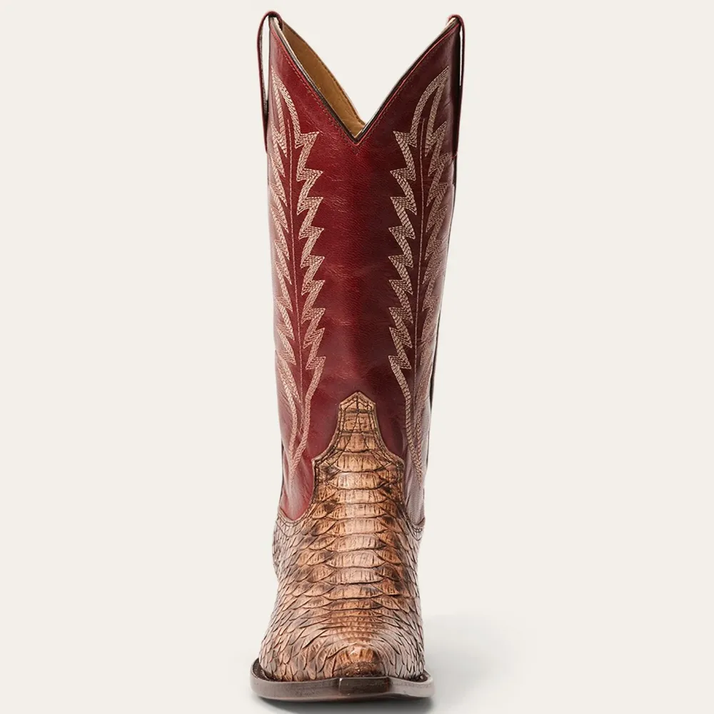 Stetson Ember Python Snip Toe Boot Red Clearance