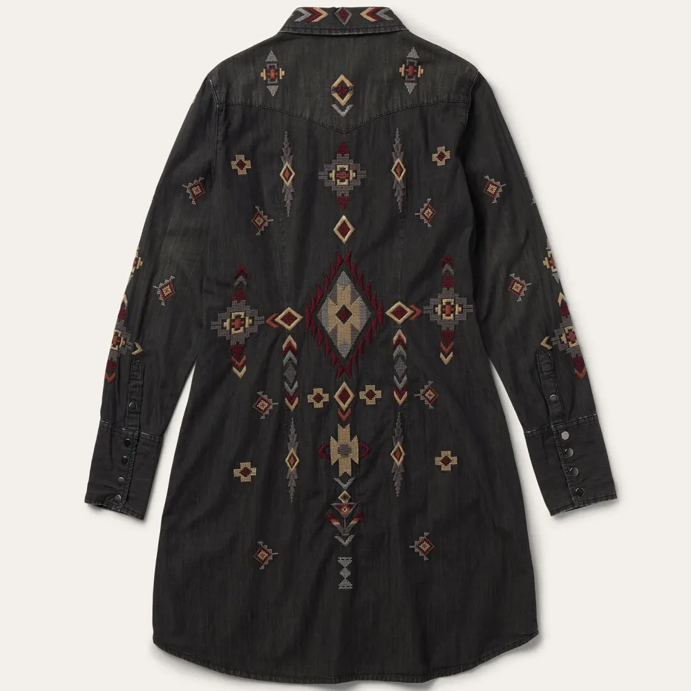 Stetson Embroidered Denim Shirt Dress Black Sale