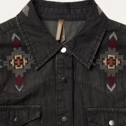 Stetson Embroidered Denim Shirt Dress Black Sale